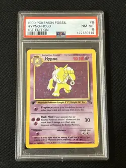 Pokemon Hypno 8/62 Fossil Holo (Fresh Grade) *PSA 8* - Image 1