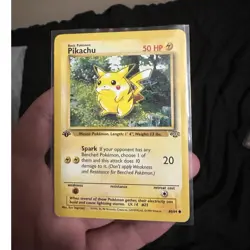 1st Edition Pokemon Pikachu 60/64 Base Set 50 HP Spark 20 Common Regular EN - Image 1