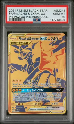 PSA 10 GEM MINT Pikachu & Zekrom GX SM248 Black Star Promo Holo Pokemon TCG - Image 1