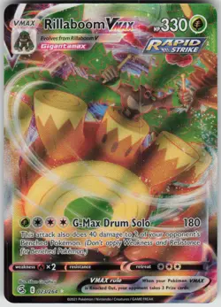 Pokemon Rillaboom VMAX Ultra Rare SWSH08: Fusion Strike 023/264 NM - Image 1