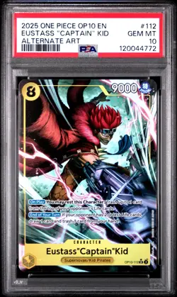 2025 ONE PIECE OP10-ROYAL BLOOD #112 EUSTASS "CAPTAIN" KID ALTERNATE ART PSA 10 - Image 1