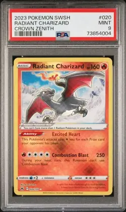 CARTA POKEMON RADIANT CHARIZARD 020/159 PSA 9 ENG TCG CARD CROWN ZENITH - Image 2