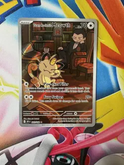 Pokemon TCG Team Rockets Meowth Card 203/182 Destined Rivals - Image 1