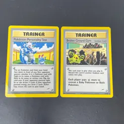 Pokemon Personality Test 102/105 & Broken Ground Gym 92/105 Trainer Card Lot - Image 1