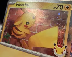 RARE Pikachu ❌⚪ + Swirl🌀!(Pokemon Day 2026) Cosmos Holo+Coin - Image 1