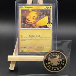 Double Swirl Pikachu Pokemon Day 2026 Promo Card And Coin Pokemon TCG - Image 1