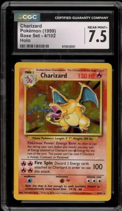 Pokemon Charizard Base Set Unlimited Holo Rare #4 CGC 7.5 - Image 1