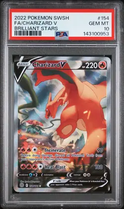2022 POKEMON SWORD & SHIELD BRILLIANT STARS #154 FULL ART/CHARIZARD V PSA 10 - Image 1