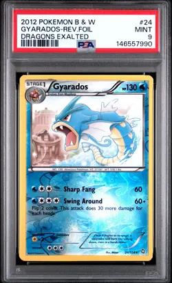 2012 POKEMON BLACK & WHITE DRAGONS EXALTED #24 GYARADOS-REVERSE FOIL PSA 9 - Image 1