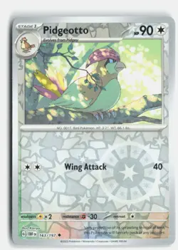Pidgeotto 163/197 Uncommon Obsidian Flames Pokemon Reverse Holo Near Mint - Image 1
