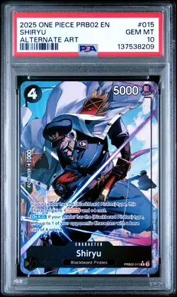 2025 ONE PIECE PRB02-PREMIUM BOOSTER VOL.2 #015 SHIRYU ALTERNATE ART PSA 10 - Image 1