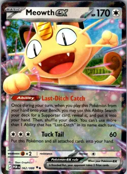 Pokemon TCG Perfect Order Meowth EX 062/088 Double Rare Holo NM - Image 1