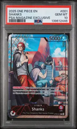 2025 ONE PIECE PROMOS PSA MAGAZINE EXCLUSIVE #001 SHANKS PSA 10 - Image 1