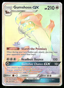 Pokemon Cards Gumshoos GX (Secret) 157/149 SM Base Set Holo Secret Rare MP - Image 1