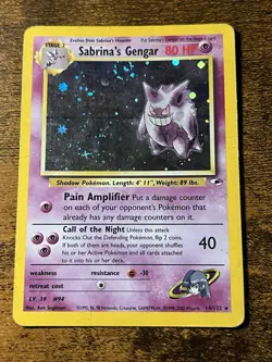 Sabrina's Gengar Holo 14/132 Gym Heroes Pokemon Card Swirl 🌀 - Image 1