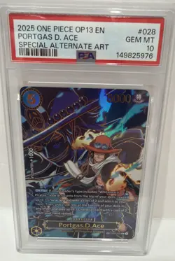 2025 ONE PIECE OP13-CARRYING ON HIS WILL ALTERNATE ART PORTGAS D. ACE PSA 10 - Image 1