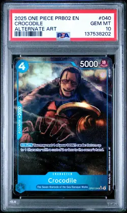 2025 ONE PIECE PRB02-PREMIUM BOOSTER VOL.2 #040 CROCODILE ALTERNATE ART PSA 10 - Image 1