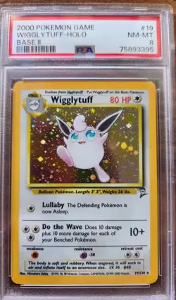 Wigglytuff Holo 19/130 PSA 8 Graded Base Set 2 Holo Rare Pokemon Card 2000 - Image 1