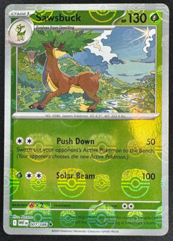 SAWSBUCK 007/086 NM UNCOMMON MASTER BALL PATTERN WHITE FLARE POKEMON 2025 - Image 1