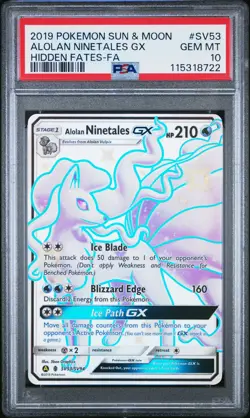 2019 POKEMON SUN & MOON HIDDEN FATES #SV53 FULL ART/ALOLAN NINETALES GX PSA 10 - Image 1