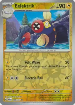 Eelektrik 68/197 Reverse Holo | Obsidian Flames | Pokemon Card - Image 1