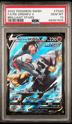 2022 Pokemon Brilliant Stars #TG20 Full Art Rapid Strike Urshifu V PSA 10 - Image 1