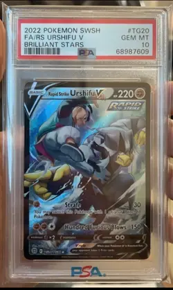 2022 Pokemon Brilliant Stars #TG20 Full Art Rapid Strike Urshifu V PSA 10 - Image 2