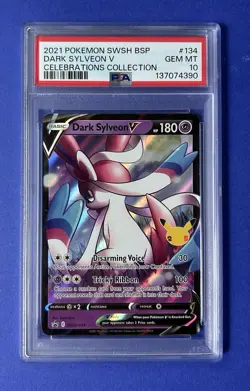 2021 Pokemon SWSH BSP Dark Sylveon V Celebrations Collection #134 PSA 10 GEM MT - Image 1