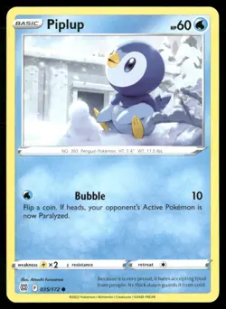 2022 Sword & Shield - Brilliant Stars Piplup Basic/Common #35 - Image 1
