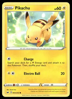 2020 Sword & Shield Pikachu Basic/Common #65 - Image 1