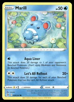 2021 Sword & Shield - Fusion Strike Marill Basic/Common #58 - Image 1