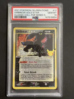 PSA 10 Umbreon Gold Star 17/17 Celebrations Pokemon TCG 25th Anniversary - Image 1