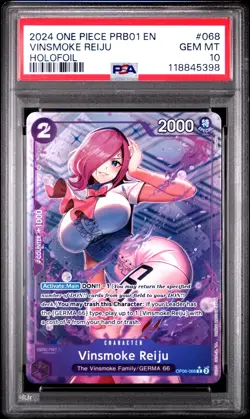 2024 ONE PIECE PRB01-PREMIUM BOOSTER #068 VINSMOKE REIJU HOLOFOIL PSA 10 - Image 1