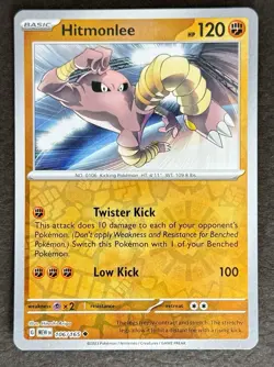 Hitmonlee 106/165 Reverse Holo Scarlet & Violet 151 Pokemon Card NM+ - Image 1