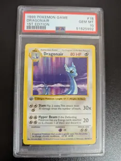 1999 POKEMON DRAGONAIR BASE SET 1ST EDITION #18 PSA 10 GEM MINT - Image 1