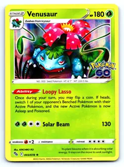 Pokemon Venusaur Pokemon GO PGO Holo 003/078 NM Holo Rare - Image 1
