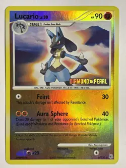 2007 Pokemon Lucario 6/130 - Diamond & Pearl Burger King Promo - Reverse Holo - Image 1