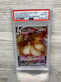 EEVEE VMAX #087 PSA 10 2021 Pokemon SWSH BSP Shining Fates Elite Trainer Box (B) - Image 1