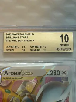 2022 Pokemon Sword and Shield Brilliant Stars 123 Arceus VSTAR PSA BGS 10 POP 7 - Image 2
