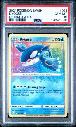 PSA 10 Kyogre 021/072 Pokemon Shining Fates Amazing Rare Holo Graded Card - Image 1