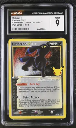 CGC 9 - Gold Star Umbreon 17/17 - Celebrations Classic Collection Pokemon 25th - Image 1