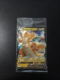 Dragonite v SWSH235 Sealed Pokemon Go Black Star Promo Holo Card - Image 1