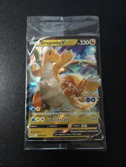 Dragonite v SWSH235 Sealed Pokemon Go Black Star Promo Holo Card - Image 2