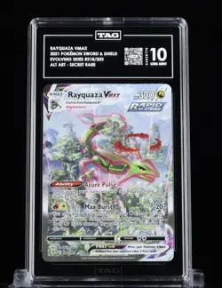 Pokemon Rayquaza VMAX 218/203 Evolving Skies Alt Art Secret Rare TAG 10 Holo - Image 1