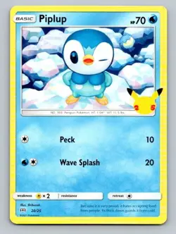 2021 Pokemon Card McDonald's 25th Anniversary Promos Piplup 20/25 - Image 1