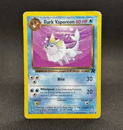 Dark Vaporeon 45/82 Team Rocket Non Holo Vintage Pokemon TCG Card - Image 1