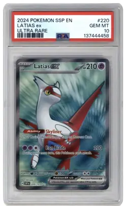 2024 Pokemon Surging Sparks Latias EX #220 Ultra Rare PSA 10 Card GEM MINT - Image 1