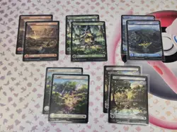 MTG Final Fantasy Chocobo Track Stamped Foil Lands Set Of 10 Magic The Gathering - Image 1