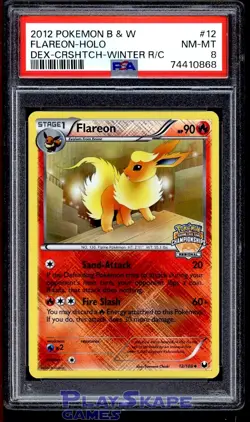 Pokemon Card PSA 8 Flareon Regional Promo 12/108 Dark Explorers Foil Rare 2012 - Image 1