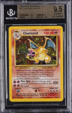 1999 POKEMON BASE SET UNLIMITED HOLO RARE #4 CHARIZARD BGS 9.5 - Image 1